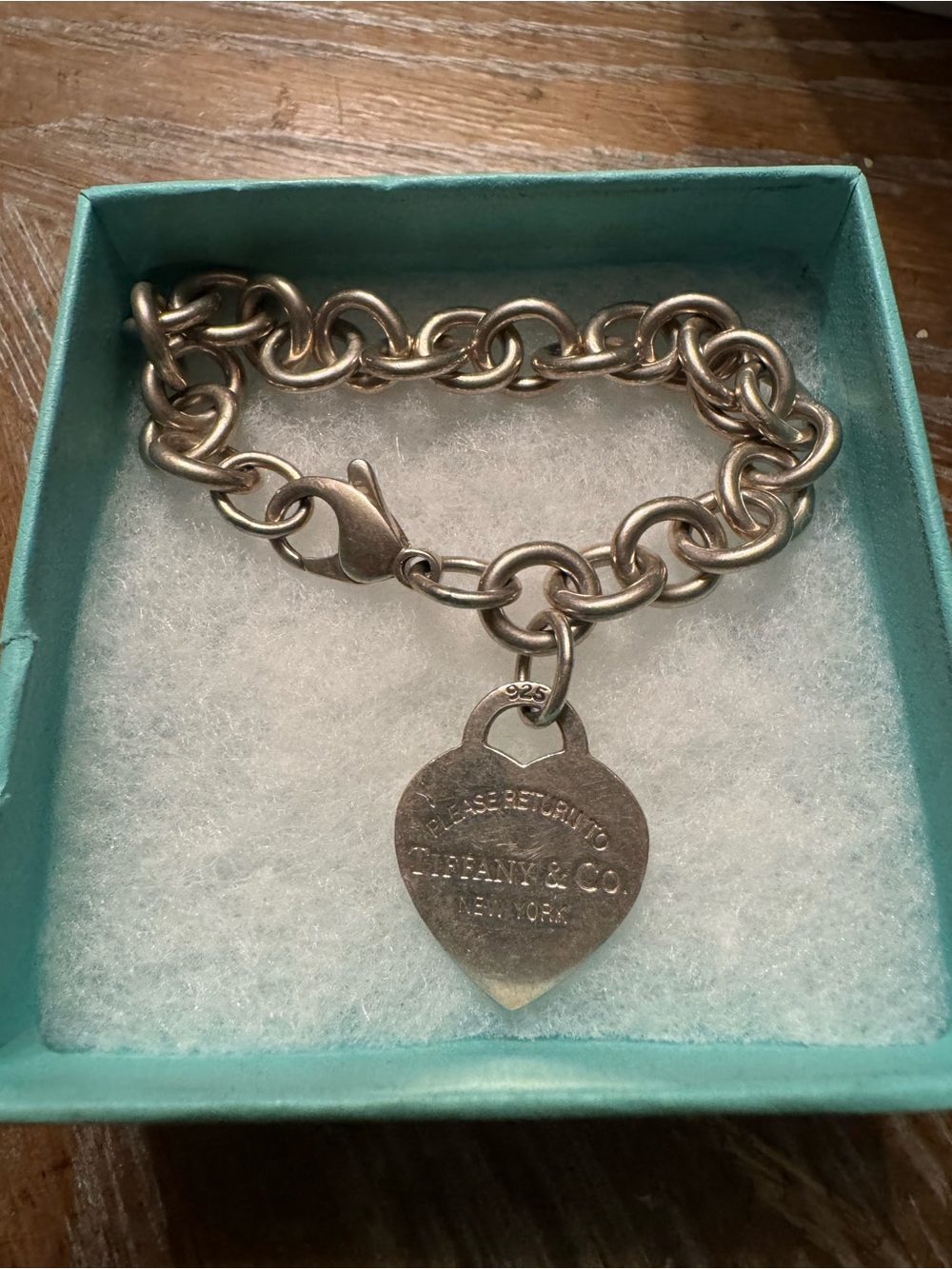 Tiffany & Co. Sterling Silver Heart Tag Link Bracelet — Silver
